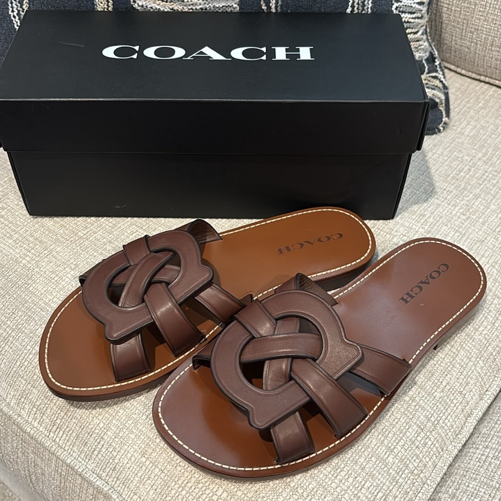 Coach Women’s Brown Leather Issa Sandals NWT